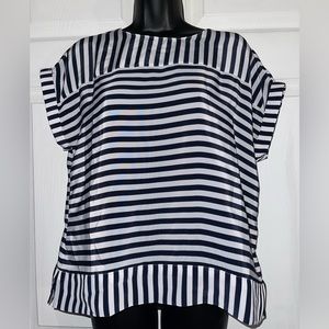 Christopher & Banks Petite Striped Blouse Top Medium